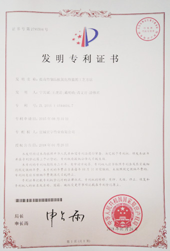 衢州公司专利证书